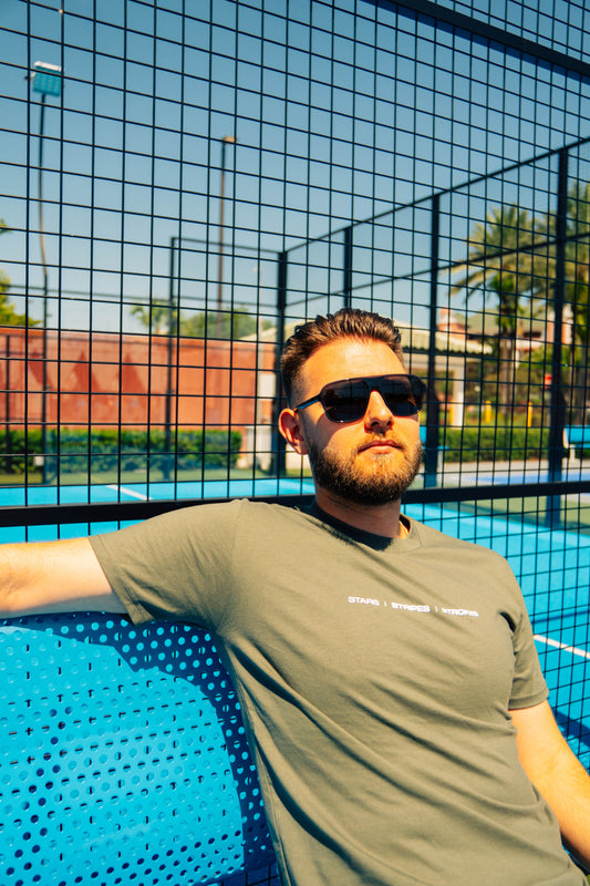 Stars-Stripes-Strokes USA Map Cypress Green Tee