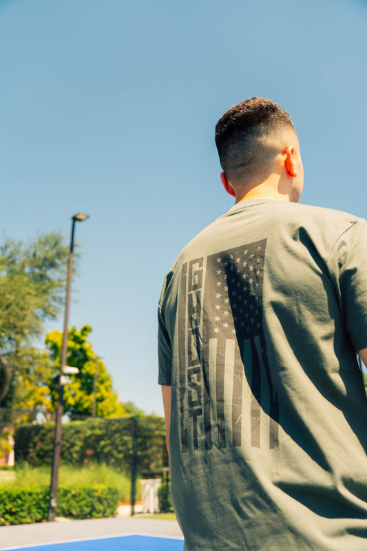 Stars-Stripes-Strokes Ghost Edition Cypress Green Tee