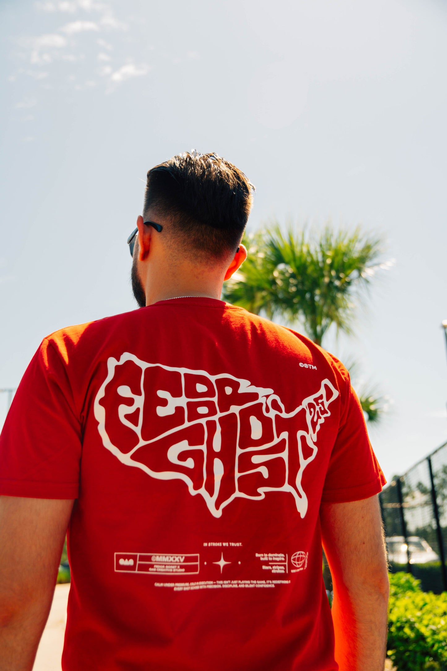 Stars-Stripes-Strokes USA Map Bright Red Tee