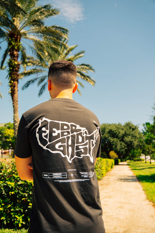 Stars-Stripes-Strokes USA Map Coal Gray Tee