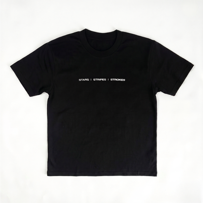 Stars-Stripes-Strokes USA Map Black Tee