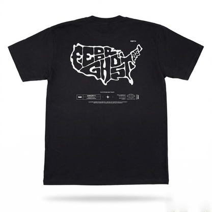 Stars-Stripes-Strokes USA Map Black Tee