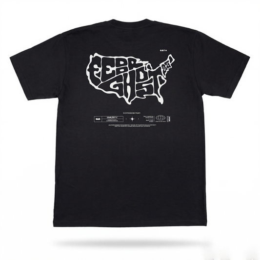 Stars-Stripes-Strokes USA Map Black Tee