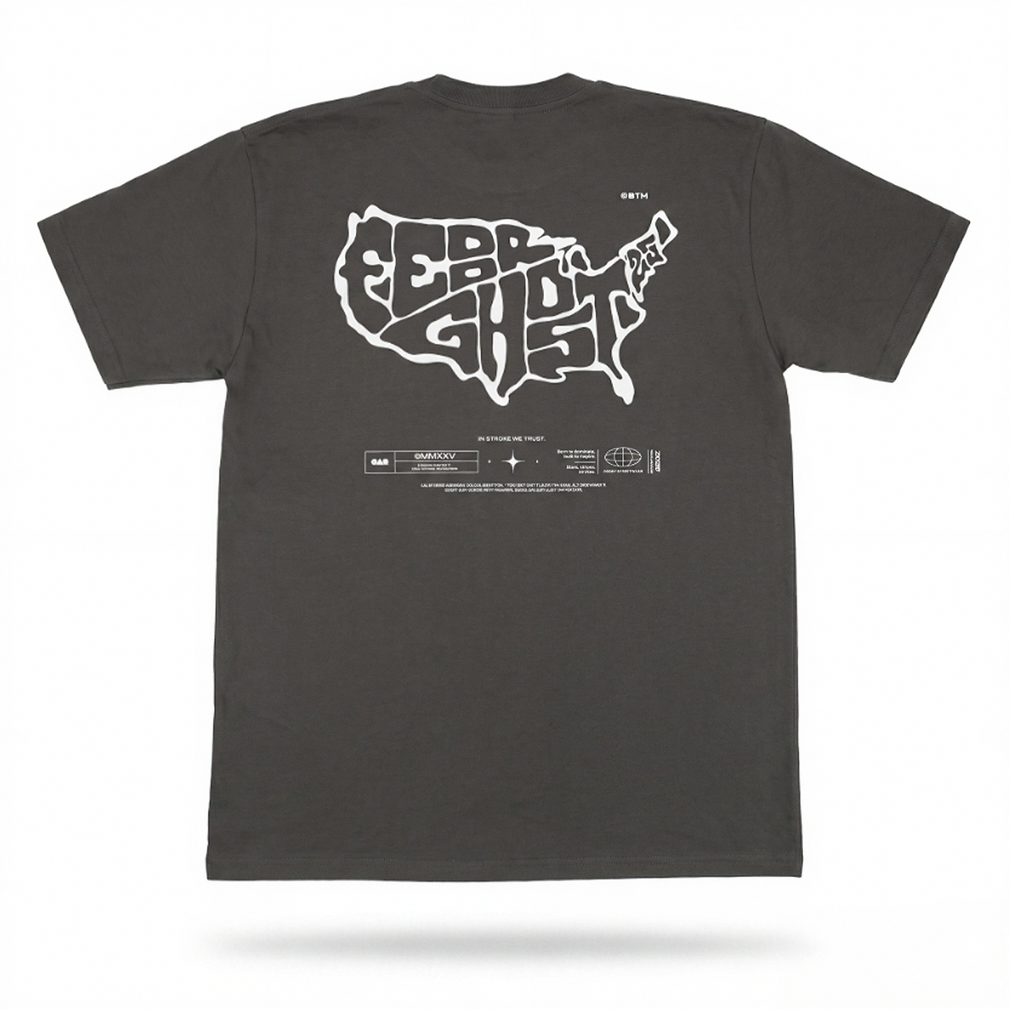 Stars-Stripes-Strokes USA Map Coal Gray Tee