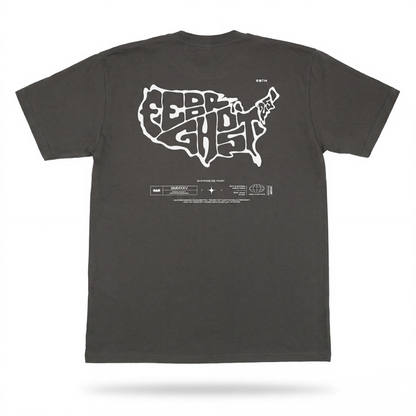 Stars-Stripes-Strokes USA Map Coal Gray Tee
