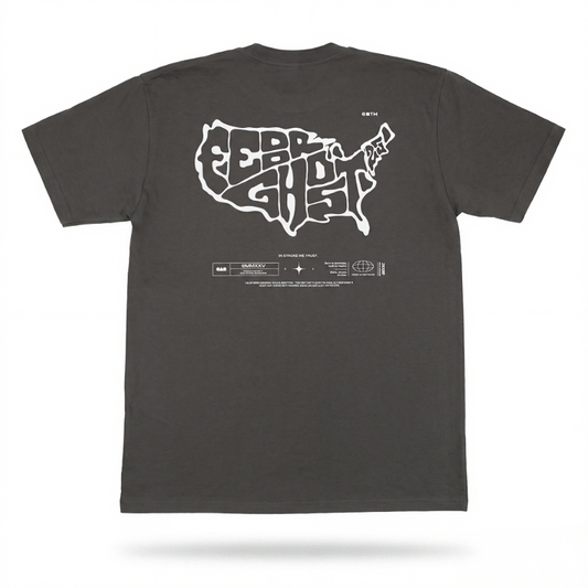 Stars-Stripes-Strokes USA Map Coal Gray Tee