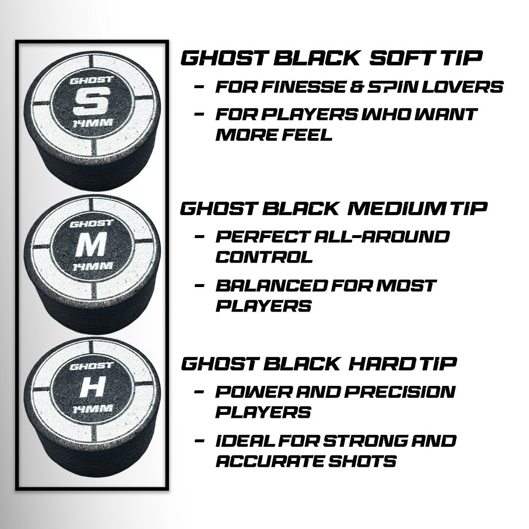 Ghost Black Playing Tip – Precision Performance (Soft / Medium / Hard)