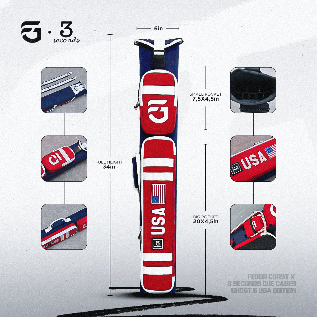 RED USA Edition - 3x5 Cue Case