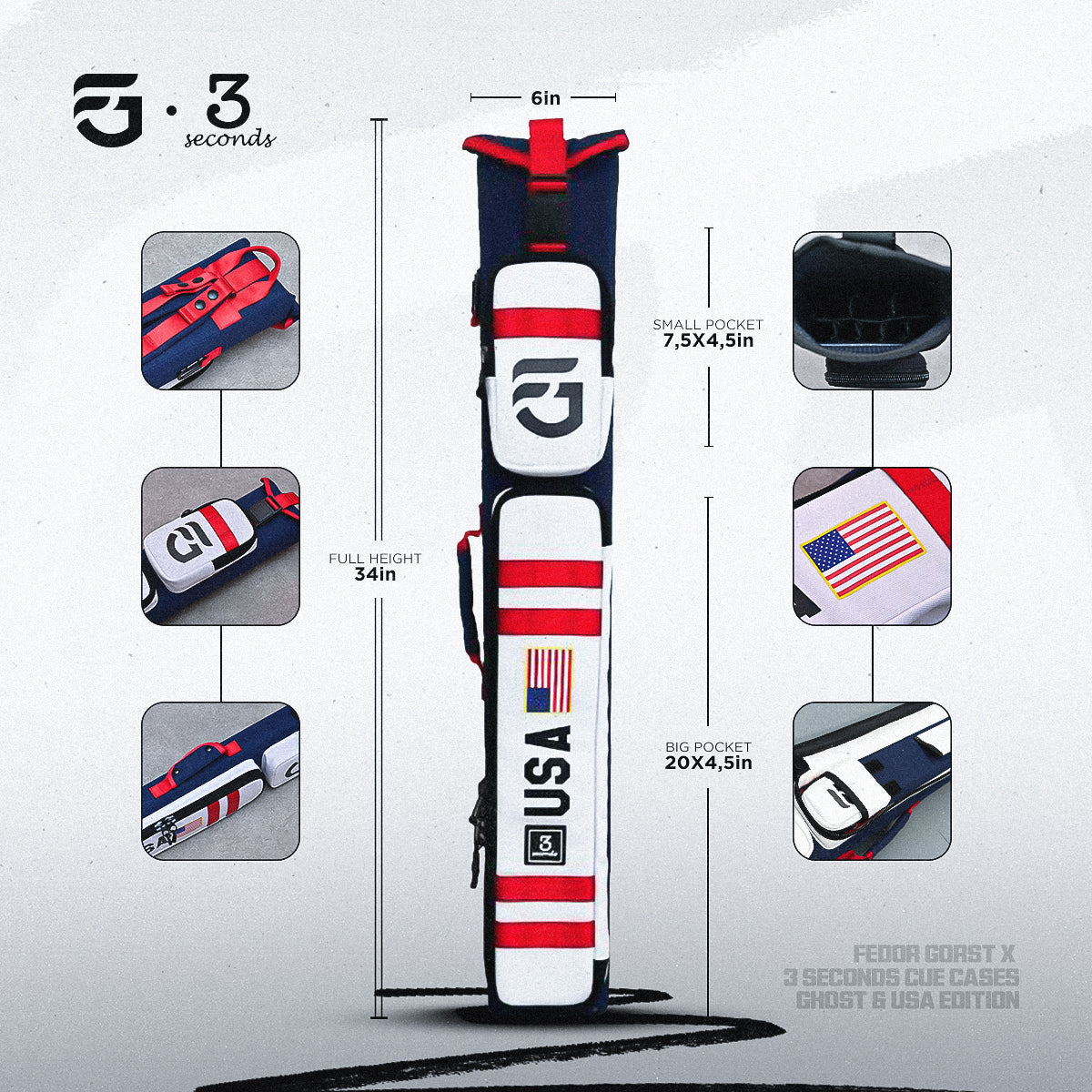 Navy USA Edition – 3x5 Cue Case