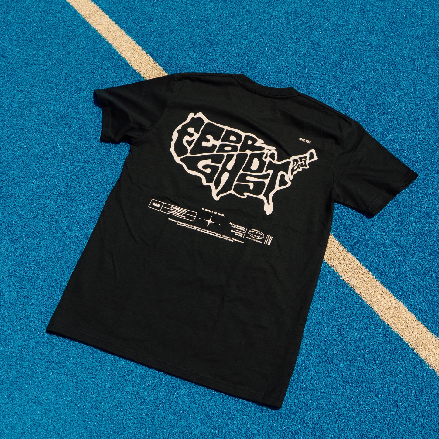 Stars-Stripes-Strokes USA Map Coal Gray Tee